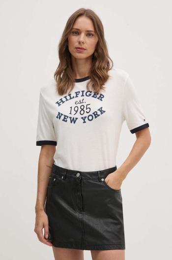 Tričko Tommy Hilfiger béžová barva, WW0WW42585