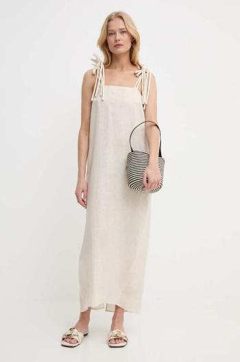 Lněné šaty Max Mara Leisure béžová barva, maxi, 2416221038600