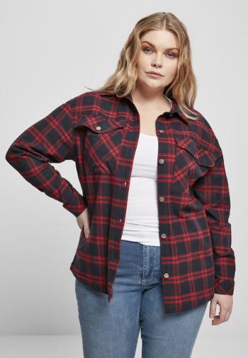 Urban Classics Ladies Oversized Overshirt midnightnavy/red - M