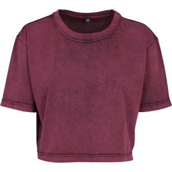 Build Your Brand Dámské crop top tričko Acid Washed - Berry / černá | XL