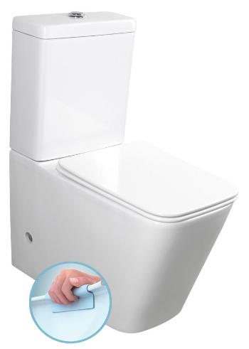 SAPHO - PORTO RIMLESS WC kombi, spodný/zadný odpad, biela PC102WR