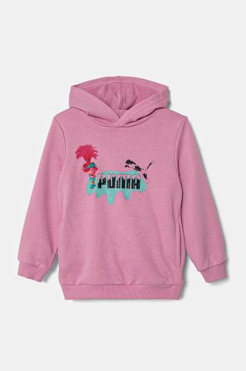 Dětská mikina Puma X TROLLS Hoodie TR růžová barva, s kapucí, s potiskem, 627378