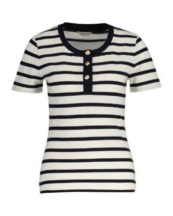 TRIČKO GANT SLIM STRIPED PIQUE SS T-SHIRT CREAM