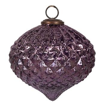 Fialová vánoční skleněná ozdoba baňka Violla L - Ø  15*12 cm 6GL4326