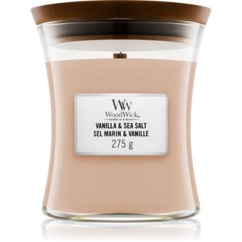 Woodwick Vanilla & Sea Salt vonná svíčka s dřevěným knotem 275 g