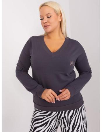 Dámská halenka plus size s nášivkou OVAL grafitová 