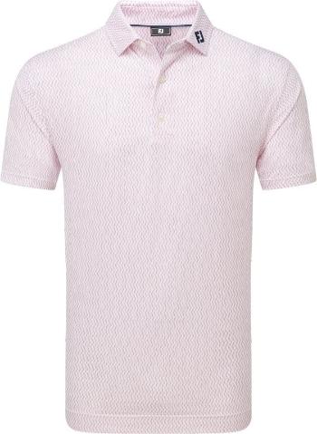 Footjoy Wiggle Print Lisle Mens White/Skyway/Pink Lemonade M Polo košile