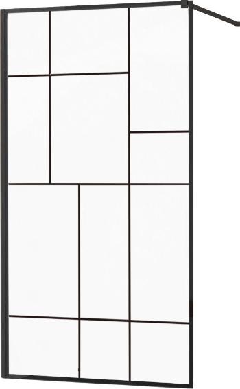 MEXEN/S KIOTO Sprchová zástěna WALK-IN 80x200 cm 8 mm, černá, černý vzor 2 800-080-101-70-78