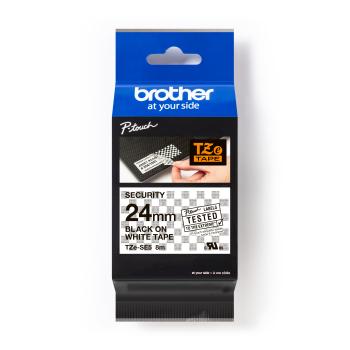 Brother TZe-SE5 Pro Tape, 24mm x 8m, černý tisk/bílý podklad, plombovací, originální páska