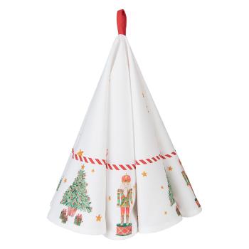 Bílá bavlněná kulatá utěrka s louskáčky Happy Little Christmas - Ø 80 cm HLC48