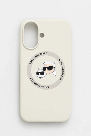 Puzdro na mobil Karl Lagerfeld iPhone 16 béžová farba, KLHMP16SSKCHTCE
