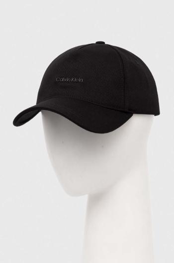 Bavlněná baseballová čepice Calvin Klein černá barva, s aplikací, K60K611905