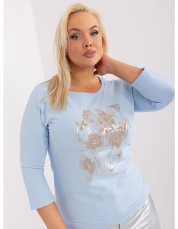 Dámská halenka plus size s 3/4 rukávy PEZ světle modrá  