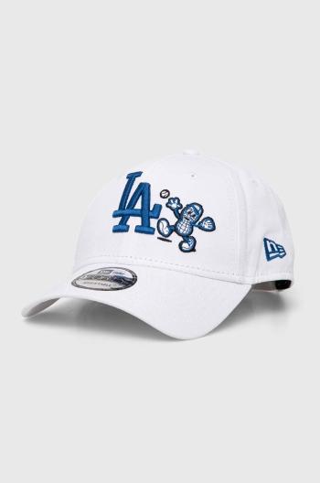 Bavlněná baseballová čepice New Era LOS ANGELES DODGERS bílá barva, s aplikací