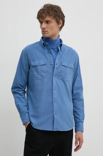 Bavlněná košile United Colors of Benetton modrá barva, regular, s límečkem button-down, 5KGPUQ04S