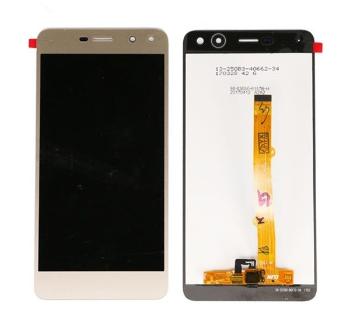 Huawei Y6 (2017) kompatibilis LCD modul kerettel, OEM jellegű, arany, Grade S+