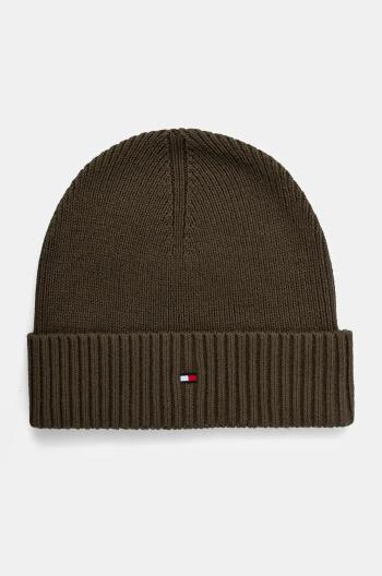 Čepice s příměsí kašmíru Tommy Hilfiger zelená barva, AM0AM12796