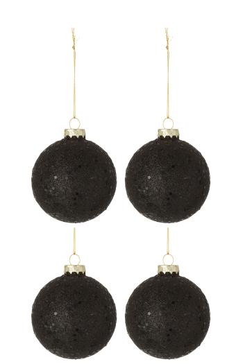 4ks černé vánoční koule  Baubles stars black  – Ø 10cm 6539