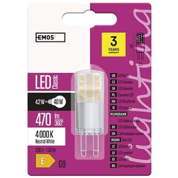 EMOS LED žárovka Classic JC 4,2W G9 neutrální bílá (1525736406)