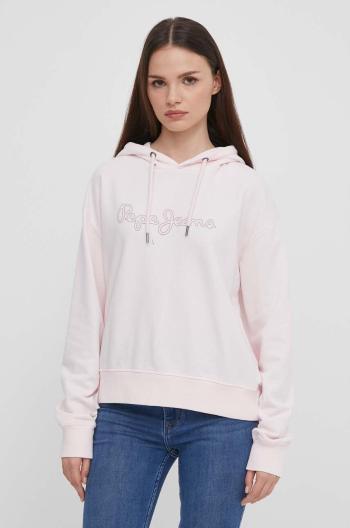 Mikina Pepe Jeans LANA HOODIE dámská, růžová barva, s kapucí, s potiskem, PL581440