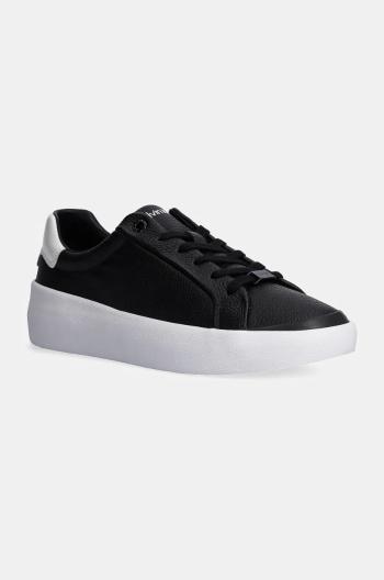 Kožené sneakers boty Calvin Klein VULC LACE UP LTH černá barva, HW0HW02214