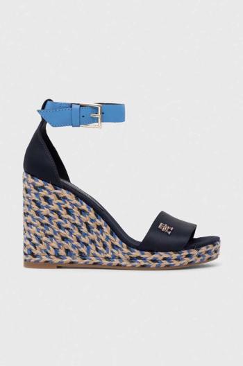 Sandály Tommy Hilfiger COLORFUL HIGH WEDGE SATIN SANDAL tmavomodrá barva, FW0FW07914