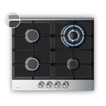 Klarstein Verosteel plynová varná deska 4-zónová, elektrické zapalování, kompatibilní s zemním plynem a LPG, 8000 W, 60cm