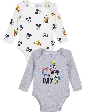 šedo-bílý set bodýček  mickey mouse vel. 86