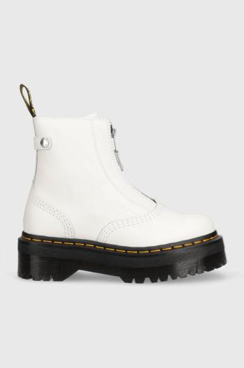 Kožené kotníkové boty Dr. Martens Jetta dámské, bílá barva, na platformě