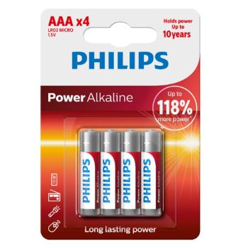 Philips Baterie AAA 1,5 V Power Alkaline, 4 ks