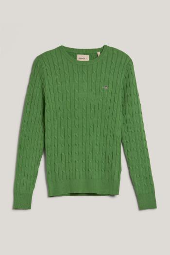 SVETR GANT STRETCH COTTON CABLE C-NECK DUSTY GREEN