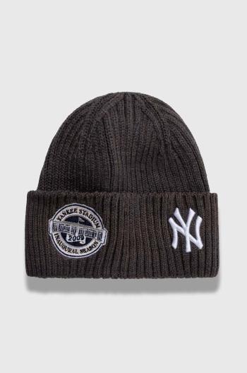 Čepice New Era šedá barva, z husté pleteniny, NEW YORK YANKEES