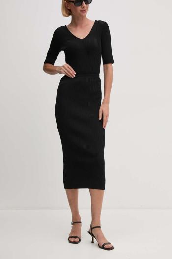 Sukně Dkny černá barva, midi, pouzdrová, D2E4A122