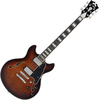 D'Angelico Premier Mini DC Brown Burst Semiakustická kytara