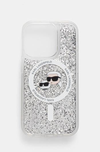 Obal na telefon Karl Lagerfeld iPhone 15 Pro 6.1 průhledná barva, KLHMP15LLGKCSGH