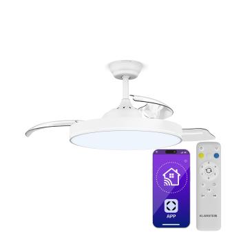 Klarstein AirFold, Chytrý stropní ventilátor, Skládací lopatky, Nastavitelné LED světlo, Smart