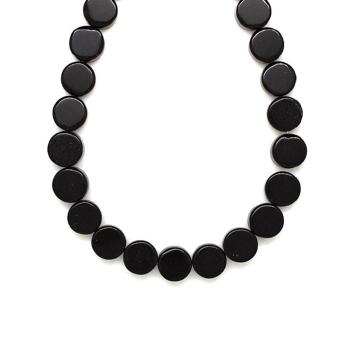 Obszidián fekete kör 10x4-6mm