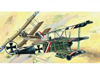 Směr model letadla Fokker DR.1 8,01x9,98cm v krabici 25x14,5x4,5cm 1:72