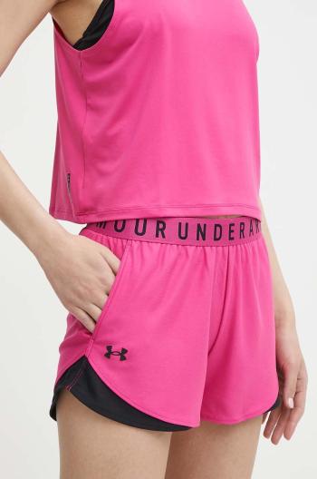 Tréninkové šortky Under Armour Play Up 3.0 růžová barva, s potiskem, medium waist