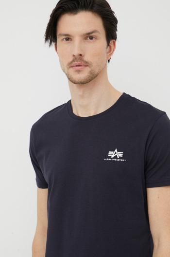 Bavlněné tričko Alpha Industries Basic T Small Logo tmavomodrá barva, 188505.07