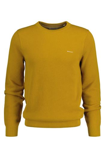 SVETR GANT COTTON PIQUE C-NECK DARK MUSTARD YELLOW