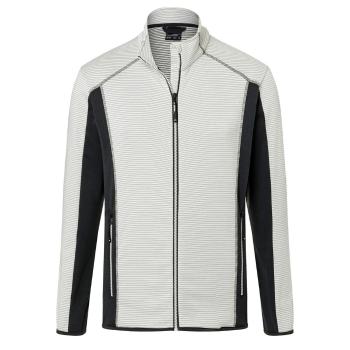 James & Nicholson Pánská strečová fleecová mikina JN784 - Off-white / tmavě šedá | S