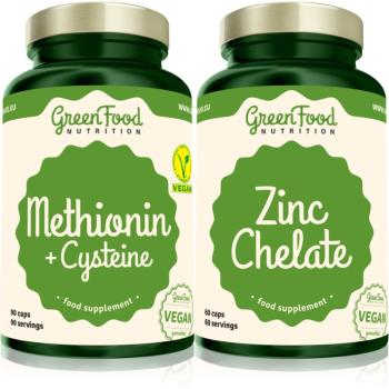 GreenFood Nutrition Methionin with Cysteine + Zinc Chelate sada pro krásné vlasy, pleť a nehty