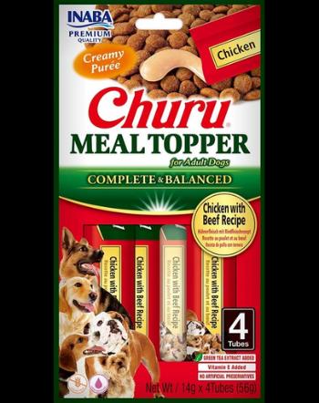 INABA Dog Meal Topper Chicken Beef 4x14 g supliment cremos pentru caini cu pui vita