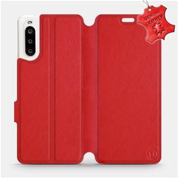 Flip pouzdro na mobil Sony Xperia 10 II - Červené - kožené -   Red Leather (5903516241200)