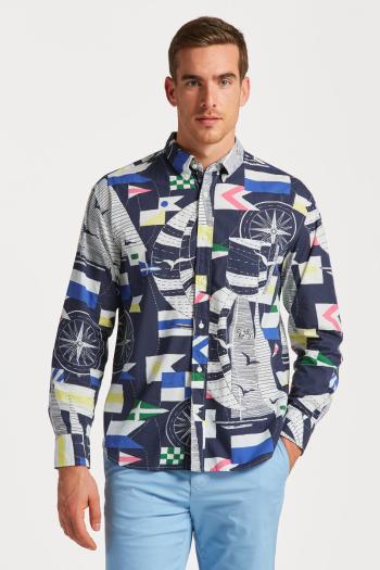 KOŠILE GANT REL SAILING PRINT SHIRT EVENING BLUE