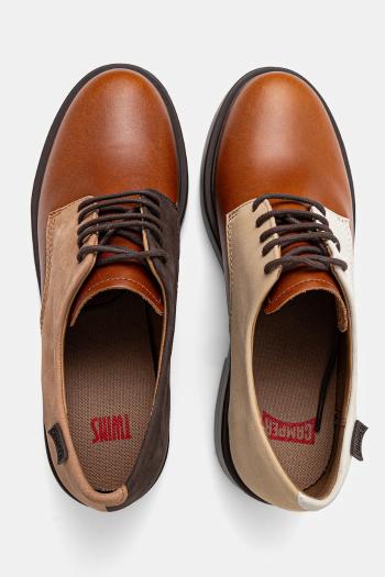 Kožené poltopánky Camper TWS dámske, hnedá farba, na plochom podpätku, K201684-019