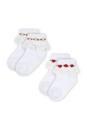 Detské ponožky Konges Sløjd 2 PACK LACE SOCKS 2-pak biela farba, KS102241