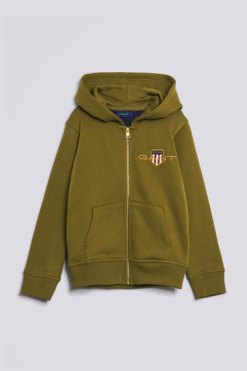 MIKINA GANT D1. MED ARCHIVE SHIELD ZIP HOODIE ARMY GREEN