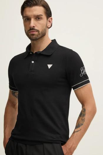 Polo tričko Guess LYLE černá barva, s aplikací, M4BP60.K7O64